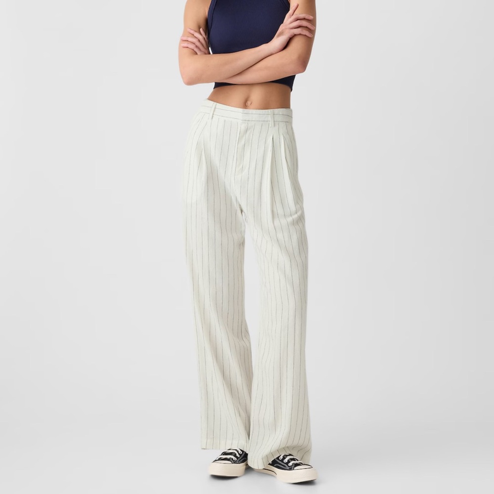 Gap Size 12 Easy Wide-Leg Linen-Blend Trousers